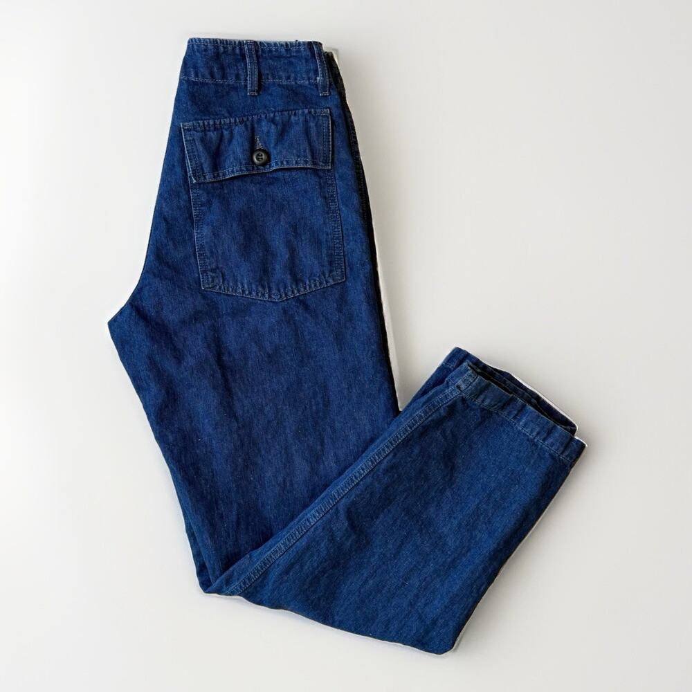 Imogene and Willie Field Pants XS Dark Indigo Military Workwear Cotton Linen